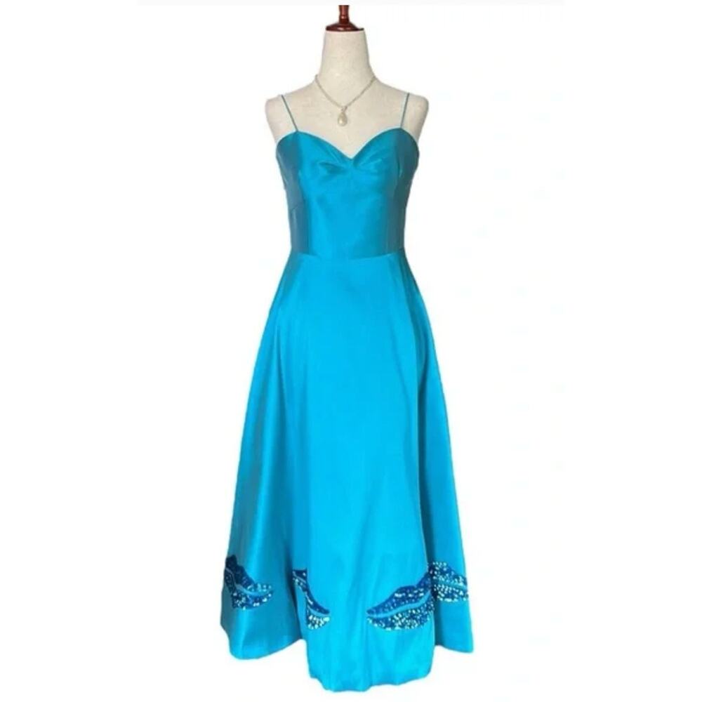 NWT $365 Sachin Babi Byzantion Women's 12 Metallic Lips Tea Length Dress prom